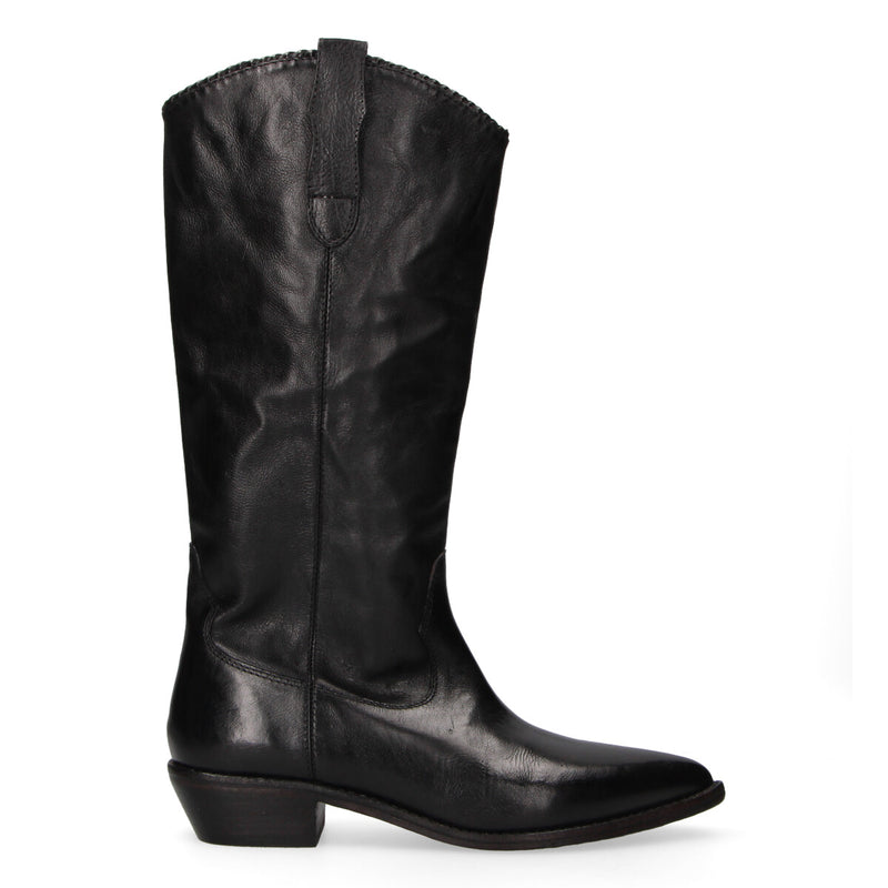 Zolfo stivale texano alto in pelle nera