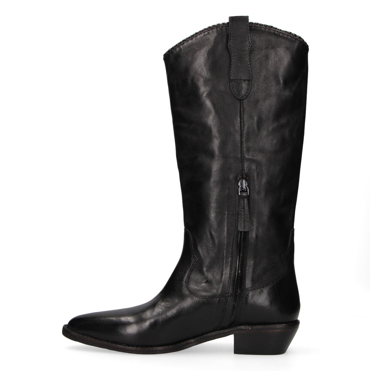 Zolfo stivale texano alto in pelle nera