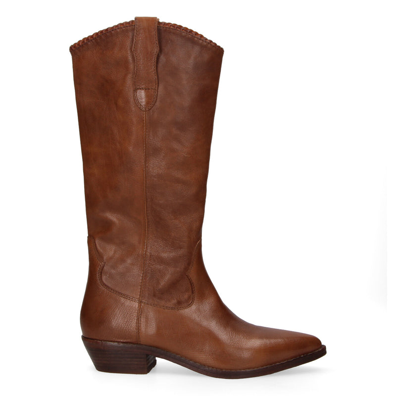 Zolfo stivale texano alto in pelle marrone