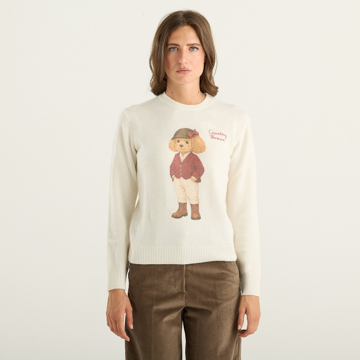 MC2 Saint Barth maglia donna New Queen panna con stampa Country Woman