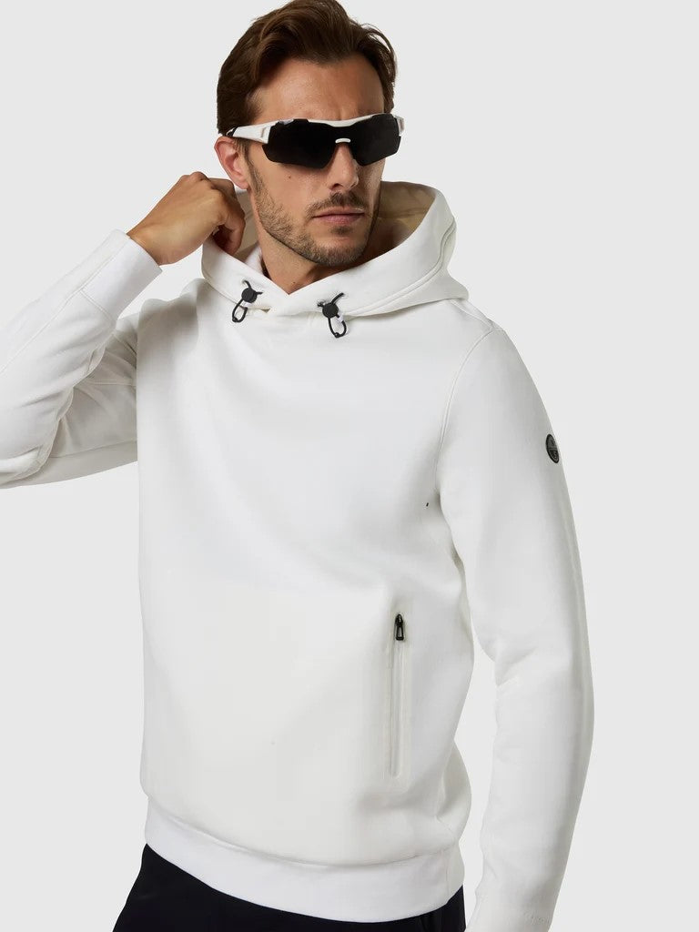 North Sails felpa con cappuccio e mezza zip in tessuto piqué scuba panna