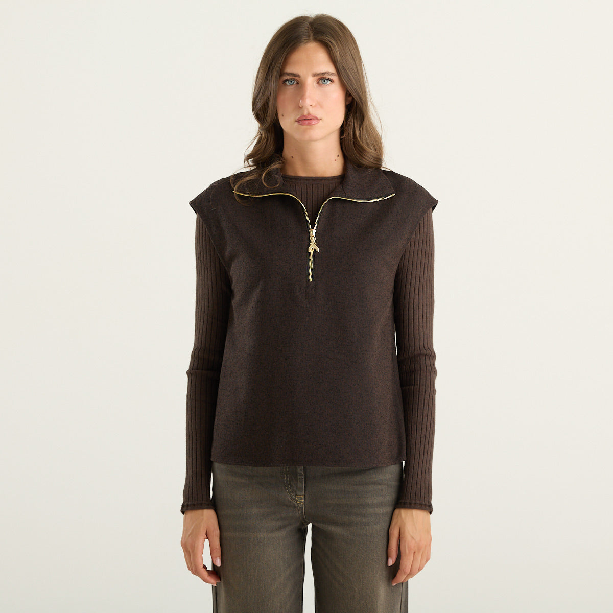 Gilet Bouclé Marrone Patrizia Pepe