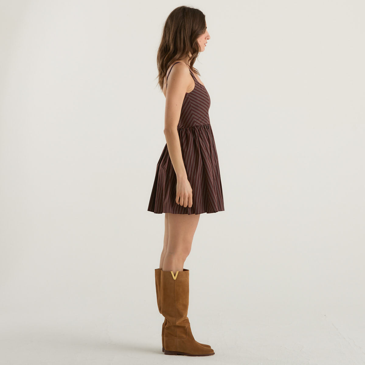 Patrizia Pepe abito mini marrone a righe