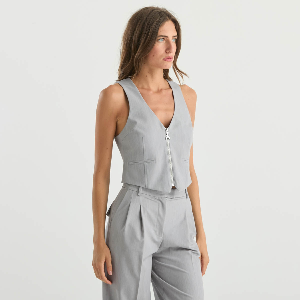 Patrizia Pepe gilet in tessuto grigio