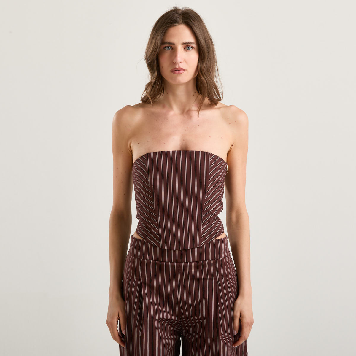 Patrizia Pepe top gessato marrone