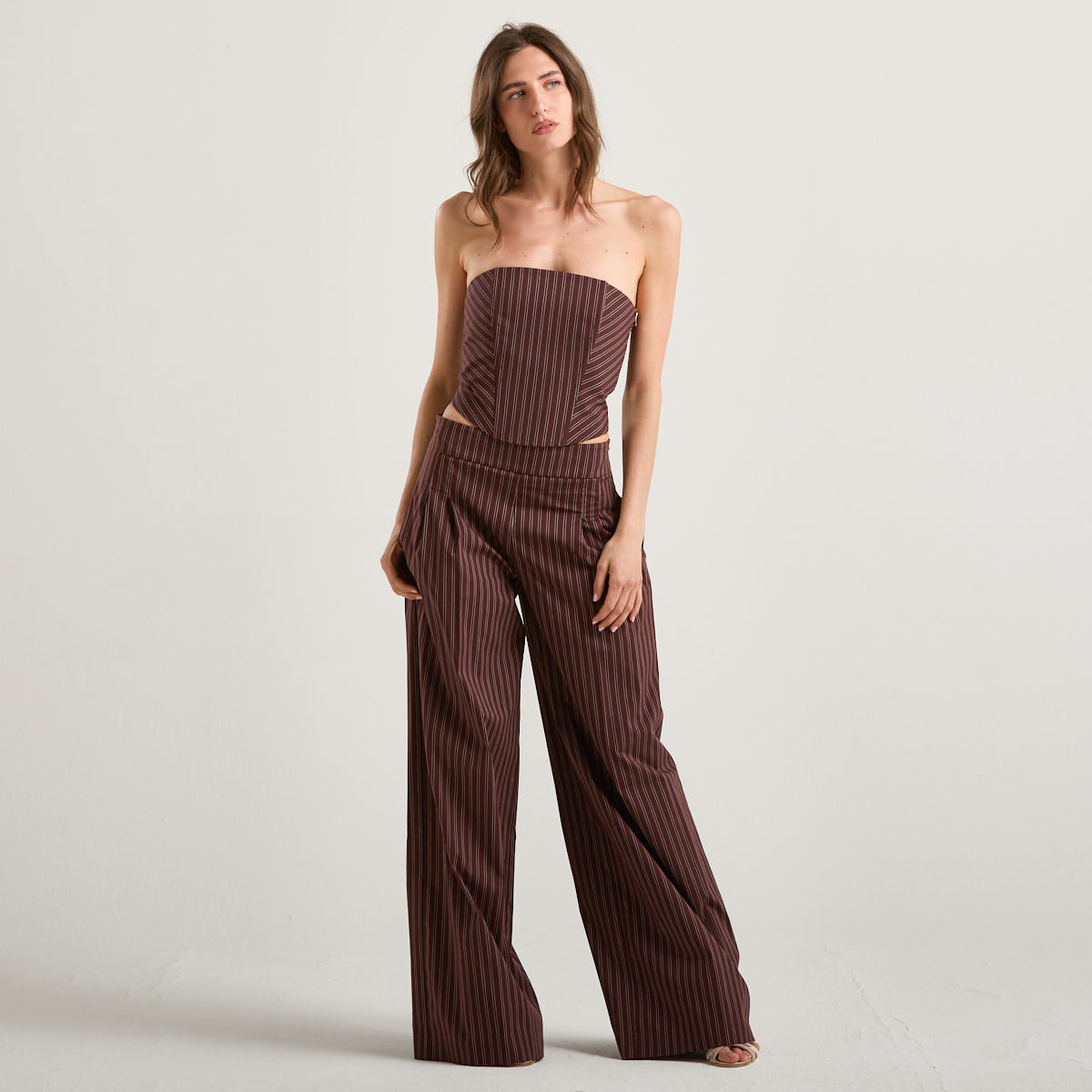 Patrizia Pepe top gessato marrone