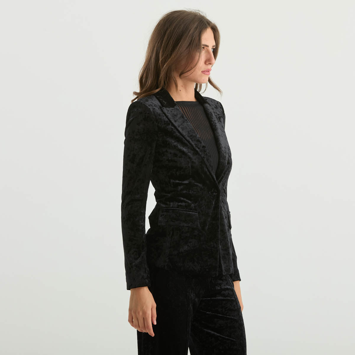 Patrizia Pepe giacca monopetto in velluto nera