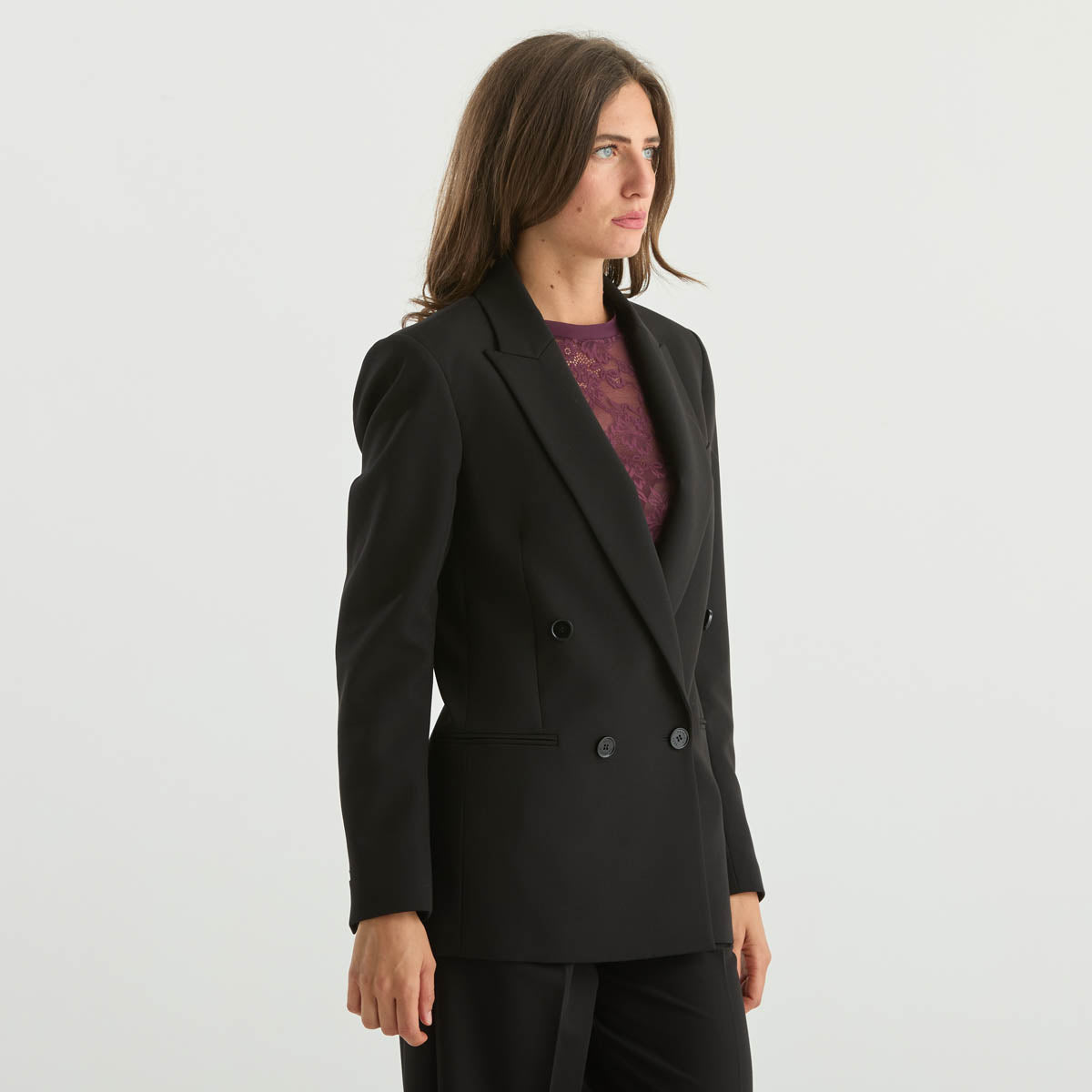 Patrizia Pepe giacca doppiopetto in tessuto nero