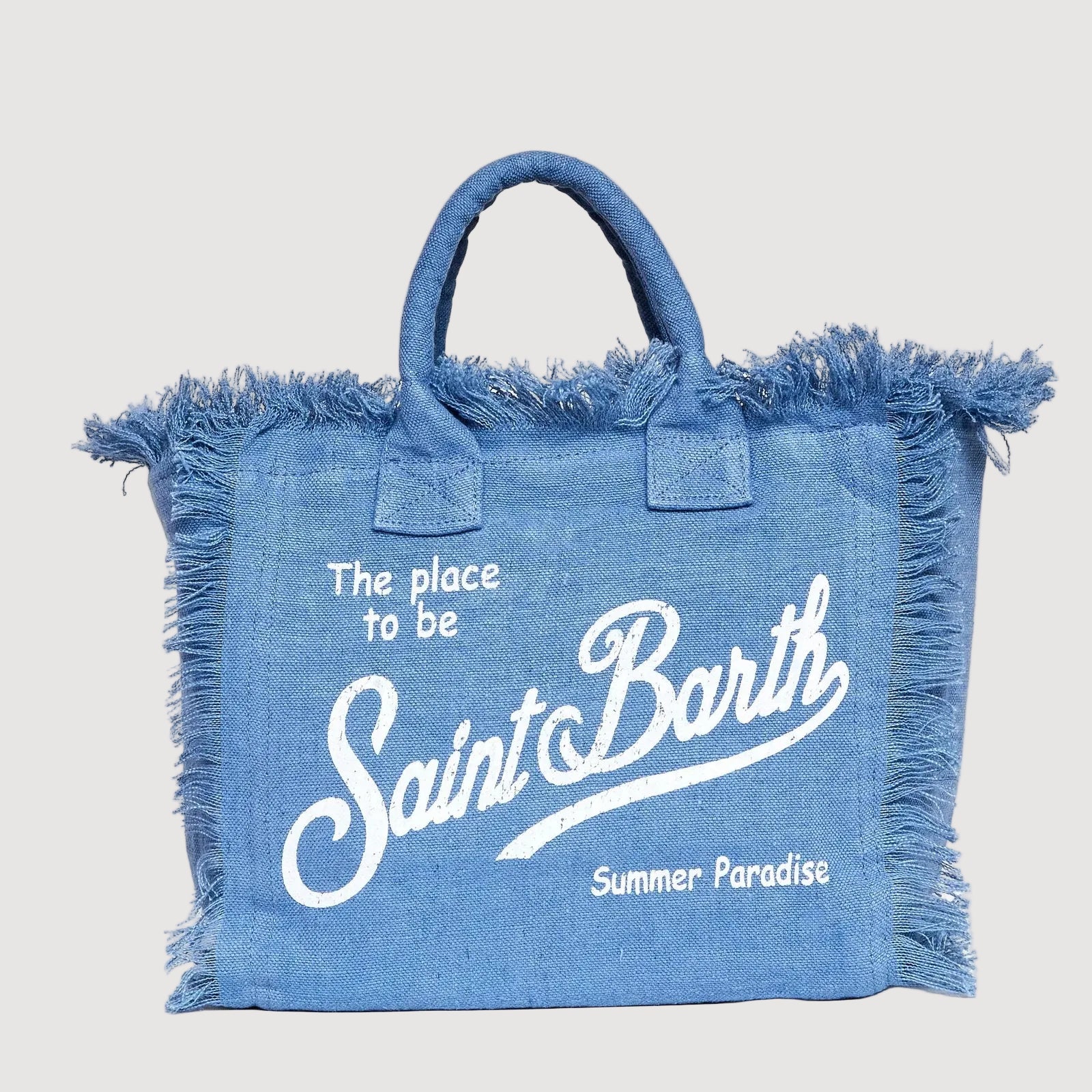 Mc2 Saint Barth borsa Colette in lino azzurra