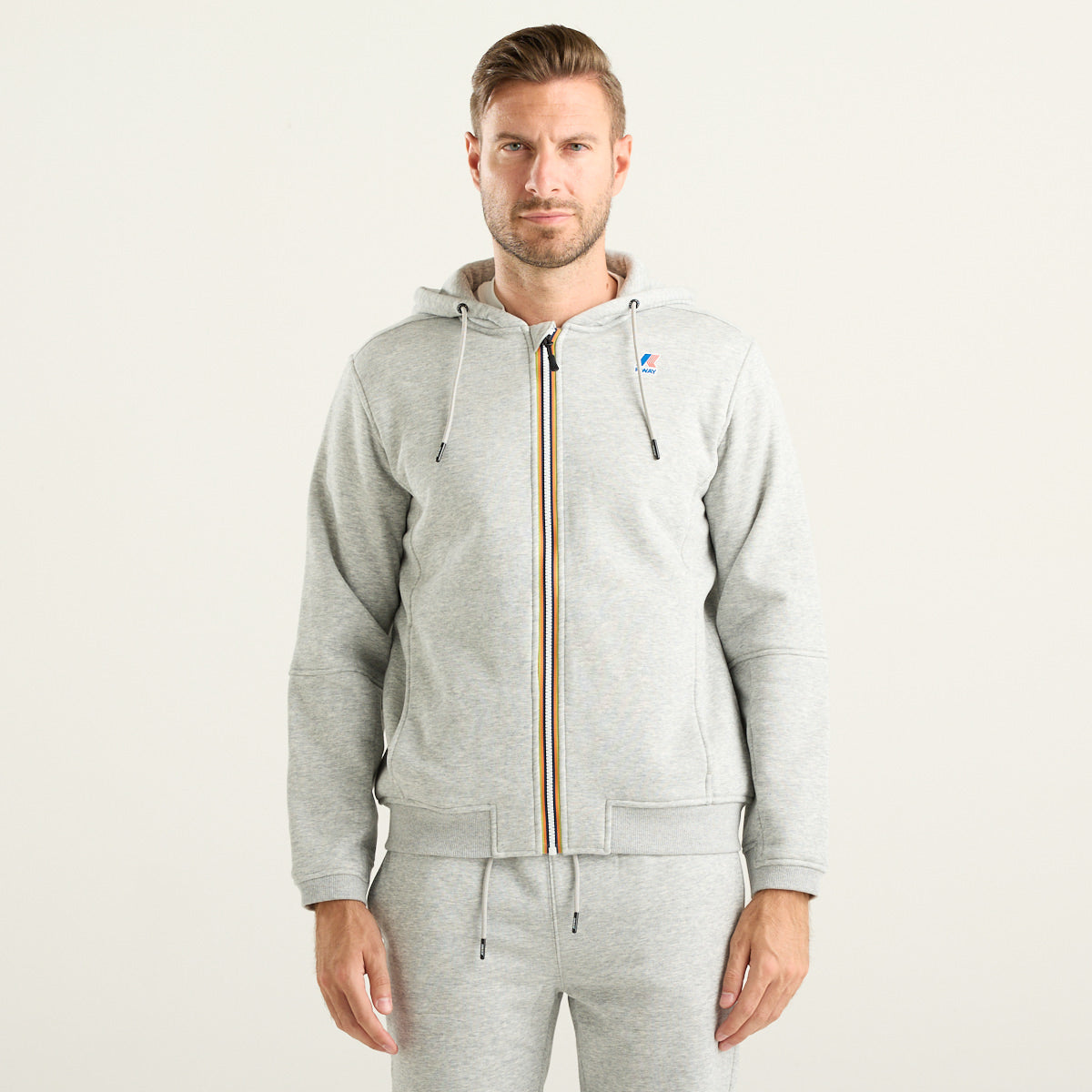 K-Way Prosper Brushed Felpa Uomo Full Zip Grigio Mélange
