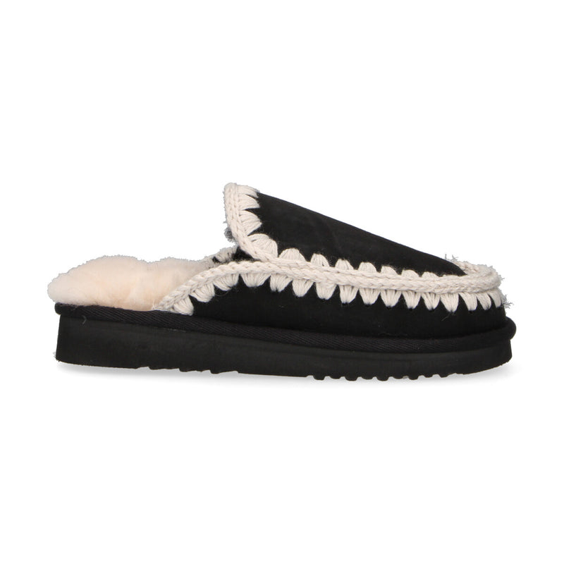 Mou ciabatta Eskimo slipper camoscio nero