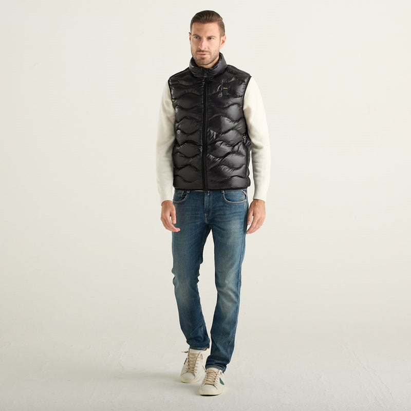Blauer Smanicato Uomo Piumino Nero Lucido