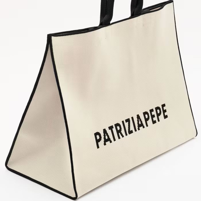 Patrizia Pepe Tote bag In The City tessuto panna