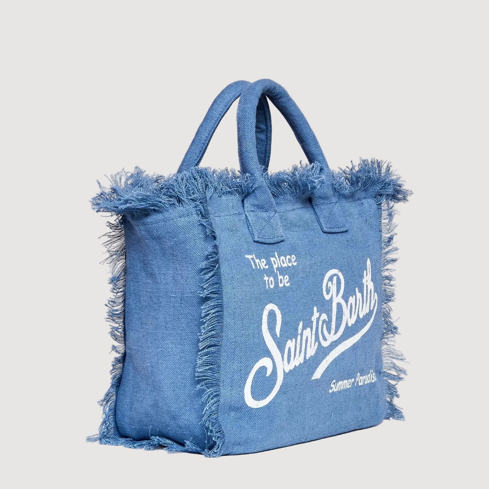 Mc2 Saint Barth borsa Colette in lino azzurra