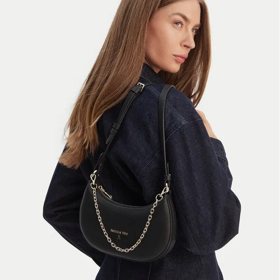 Patrizia Pepe borsa con logo in pelle nera