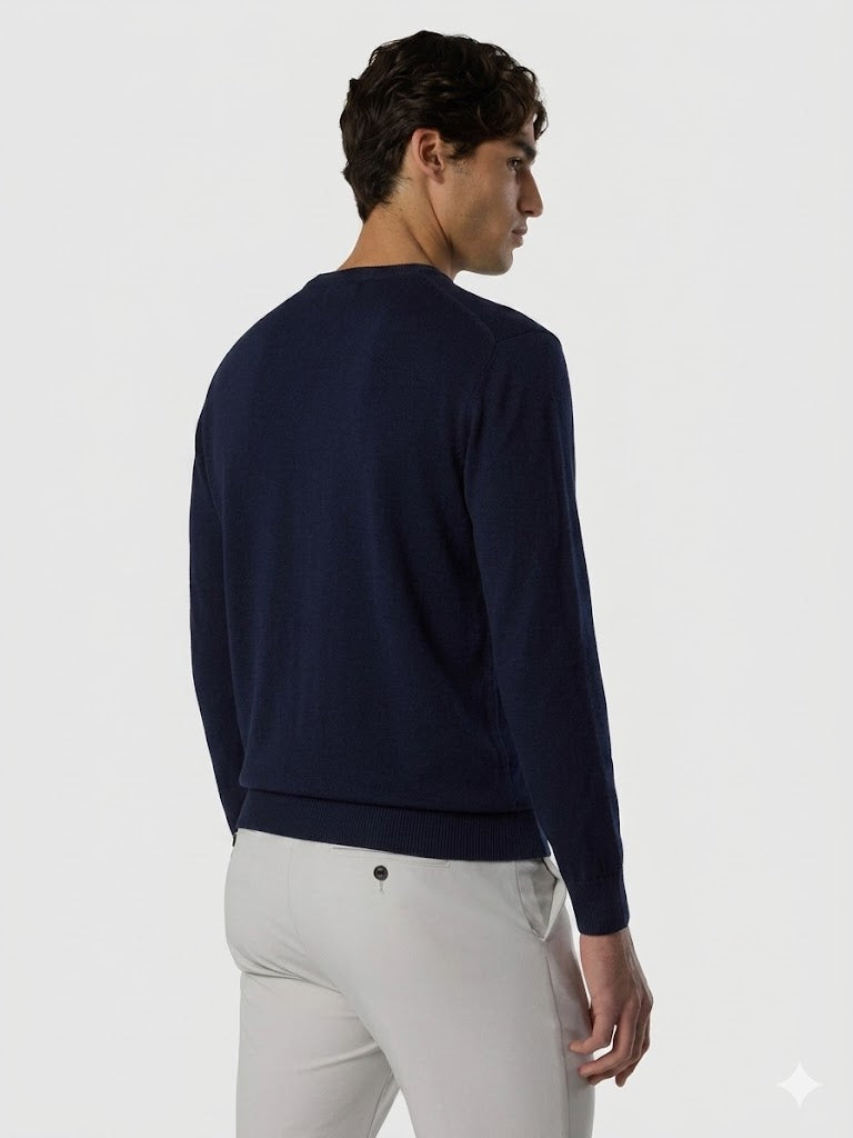 North Sails maglione girocollo jersey cotone blu