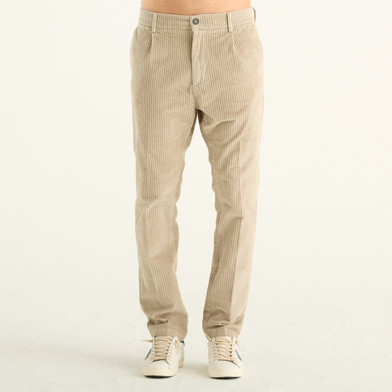Cruna pantalone uomo Mitte beige in velluto a coste con vita elasticizzata