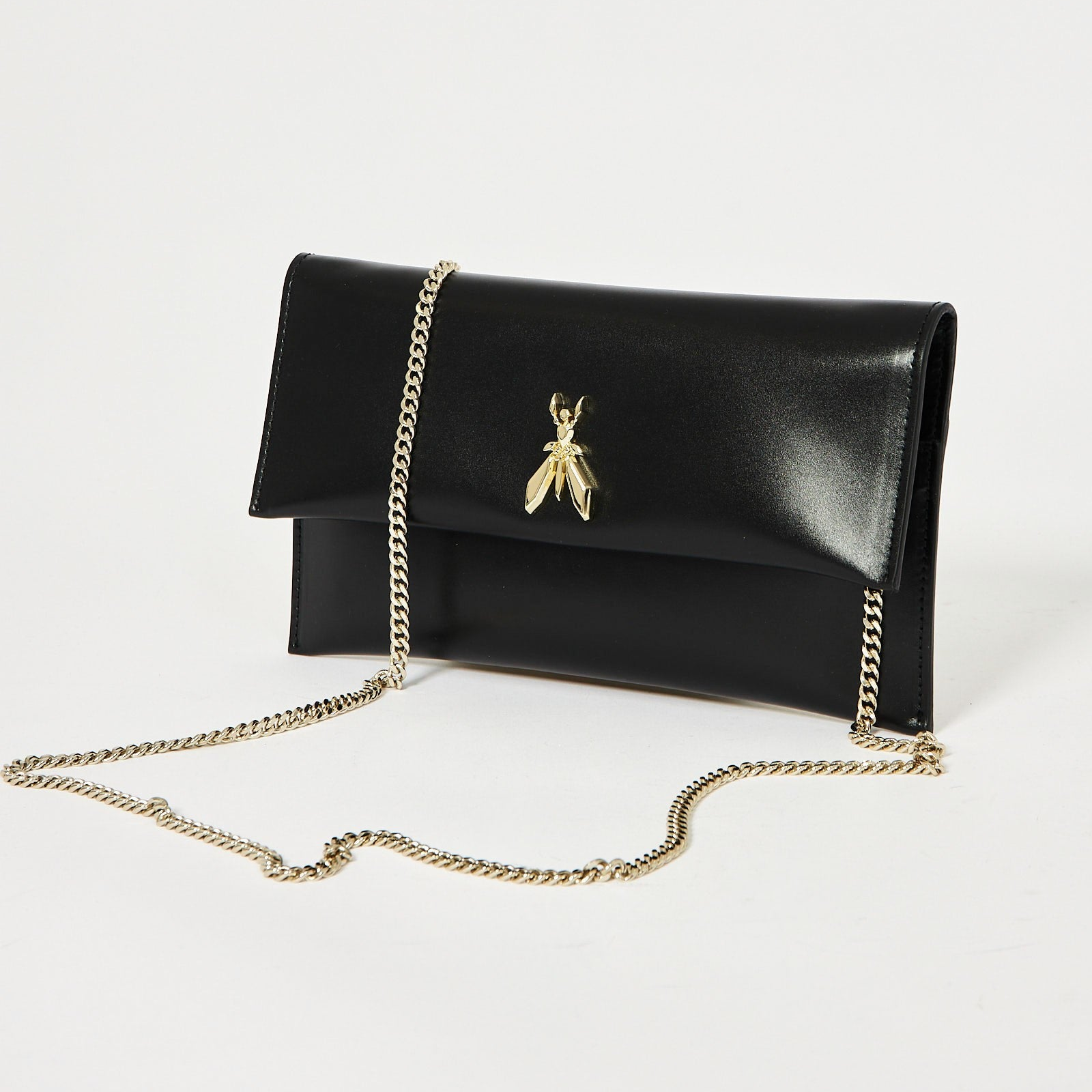 Patrizia Pepe pochette Fly nera logo dorato