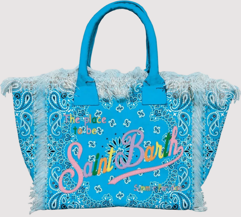 Mc2 Saint Barth borsa Vanity Bandana Round Mcol azzurra