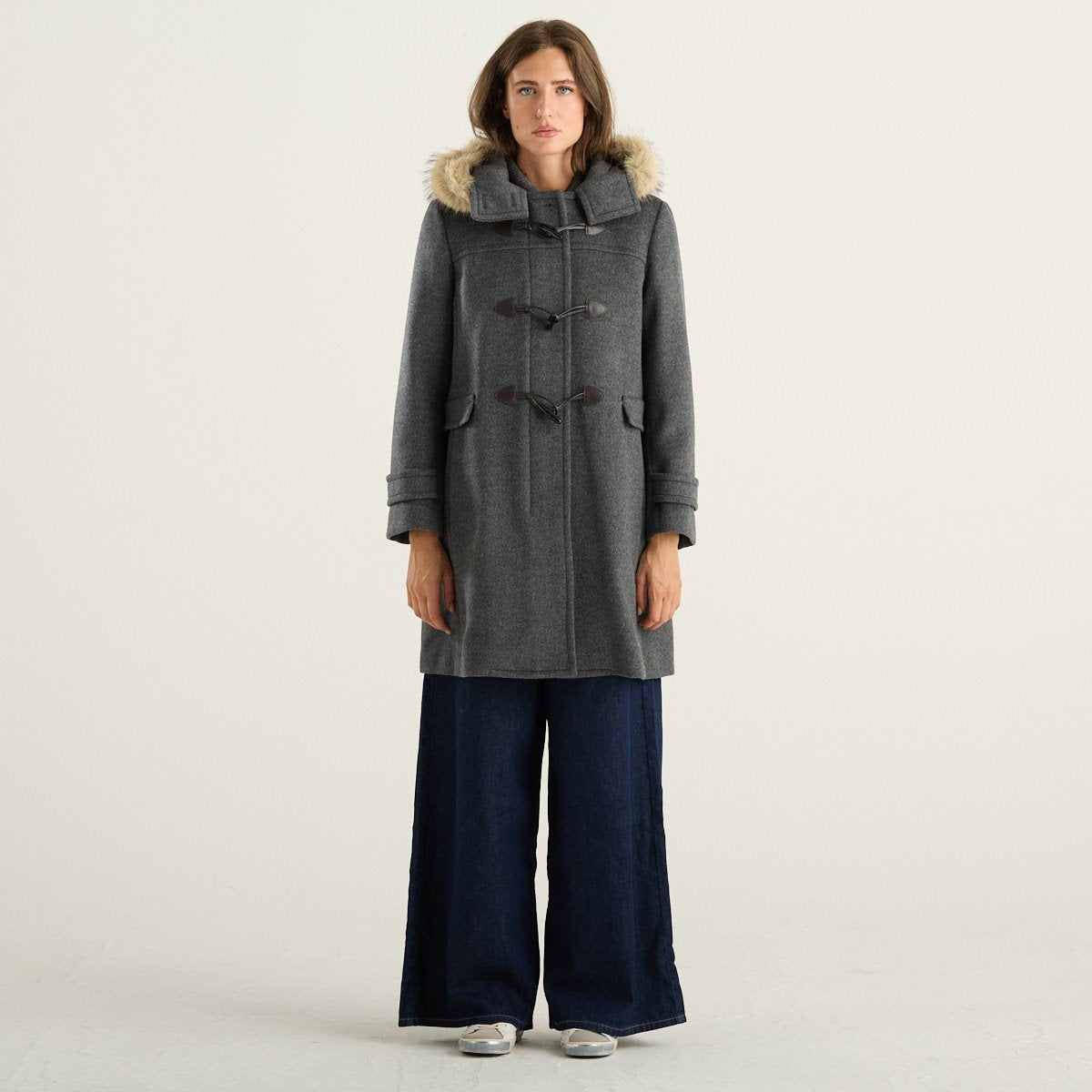 Weekend Max Mara cappotto donna Epica in lana grigio medio con cappuccio