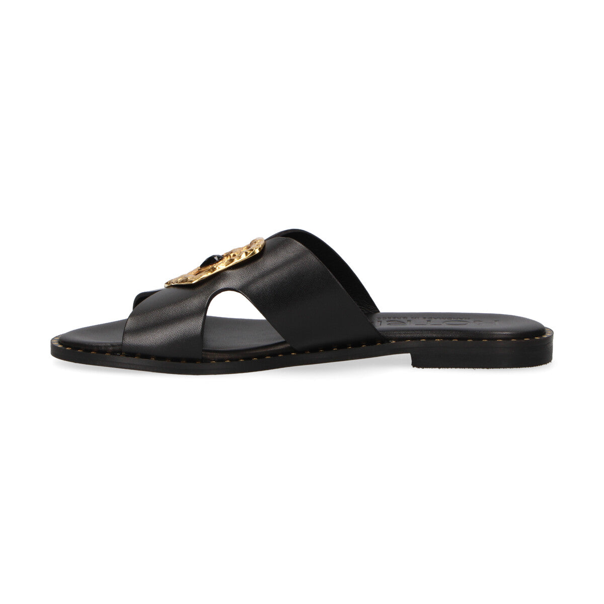 Kotris ciabatta con accessorio in pelle nera