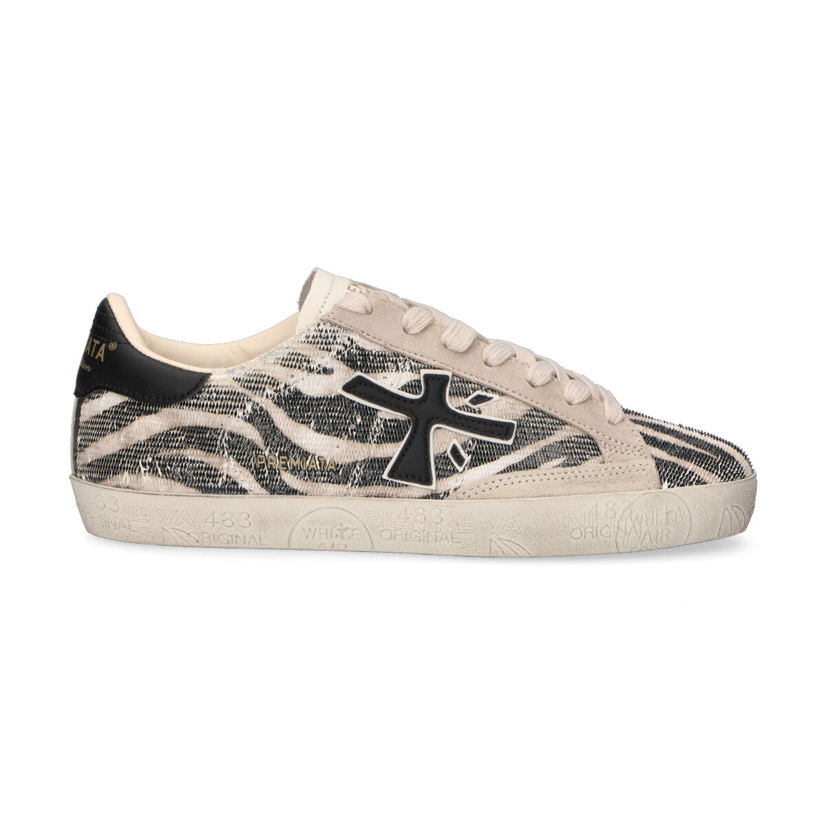 Premiata sneaker Stevend in pelle zebrata