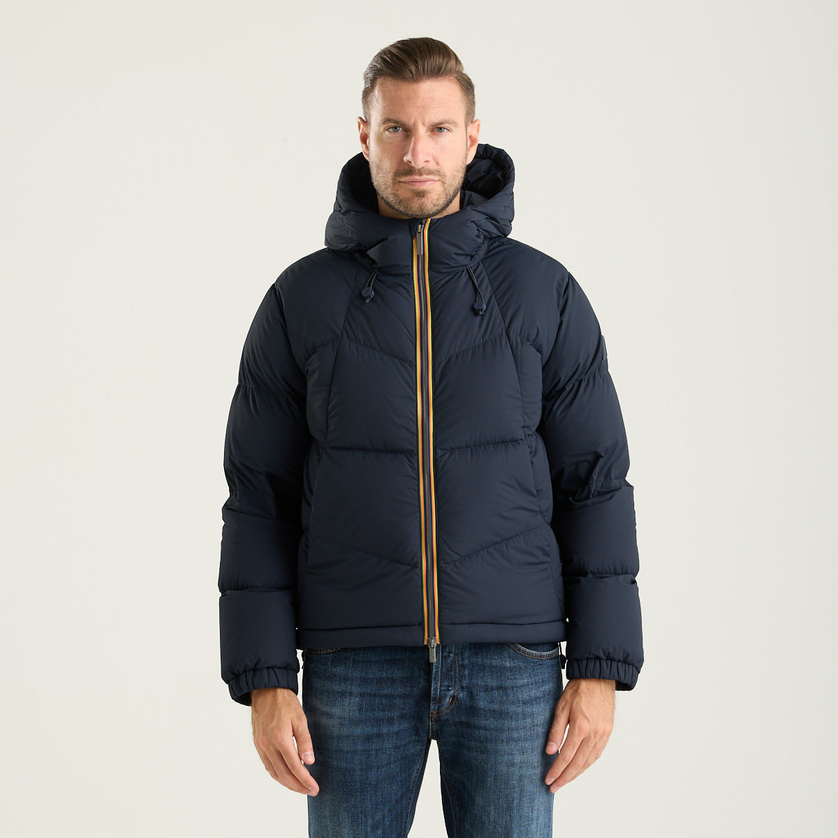 K-Way giubbino quill con cappuccio in tessuto blu