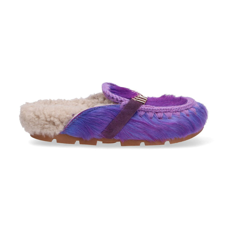 Mou ciabatta Winter Bio Slide Long Hair Ponyskin viola
