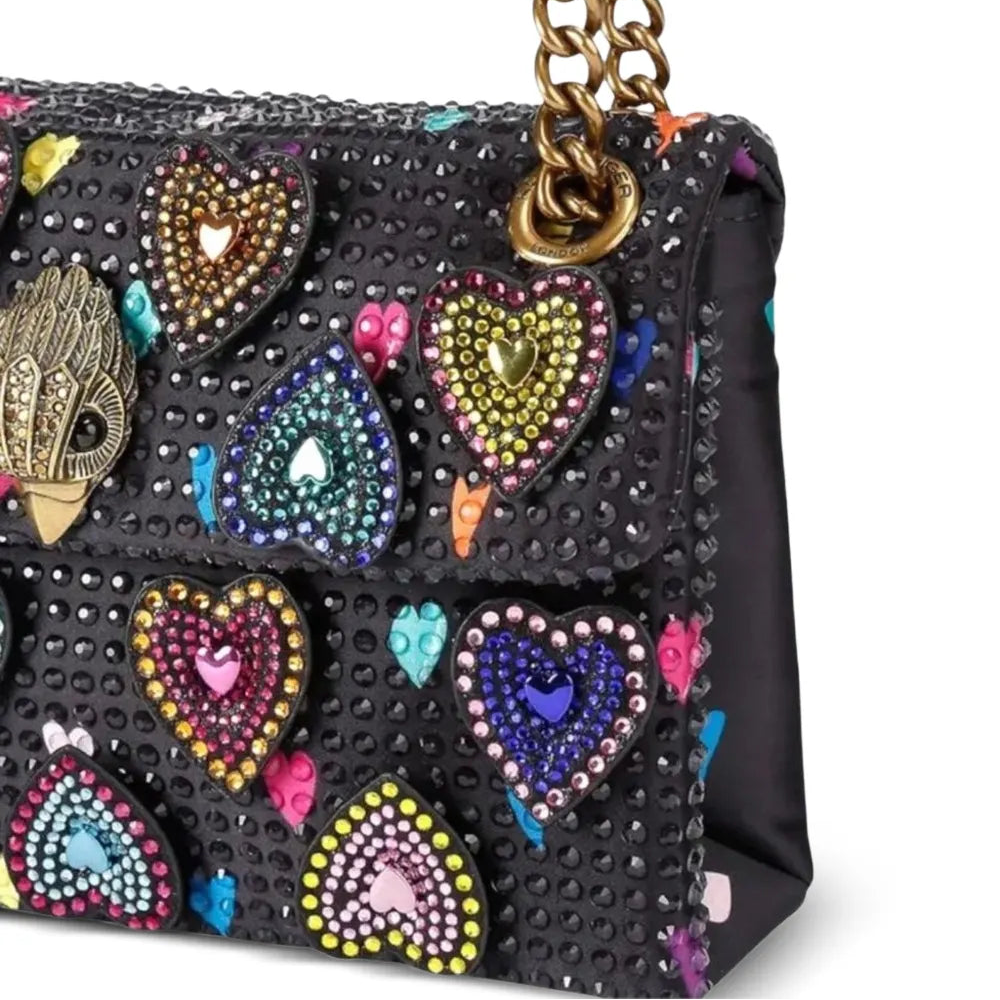 Kurt Geiger borsa nera a cuori con strass