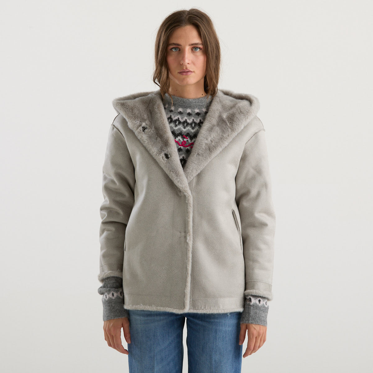 Blanche eco pellliccia reversibile grigia