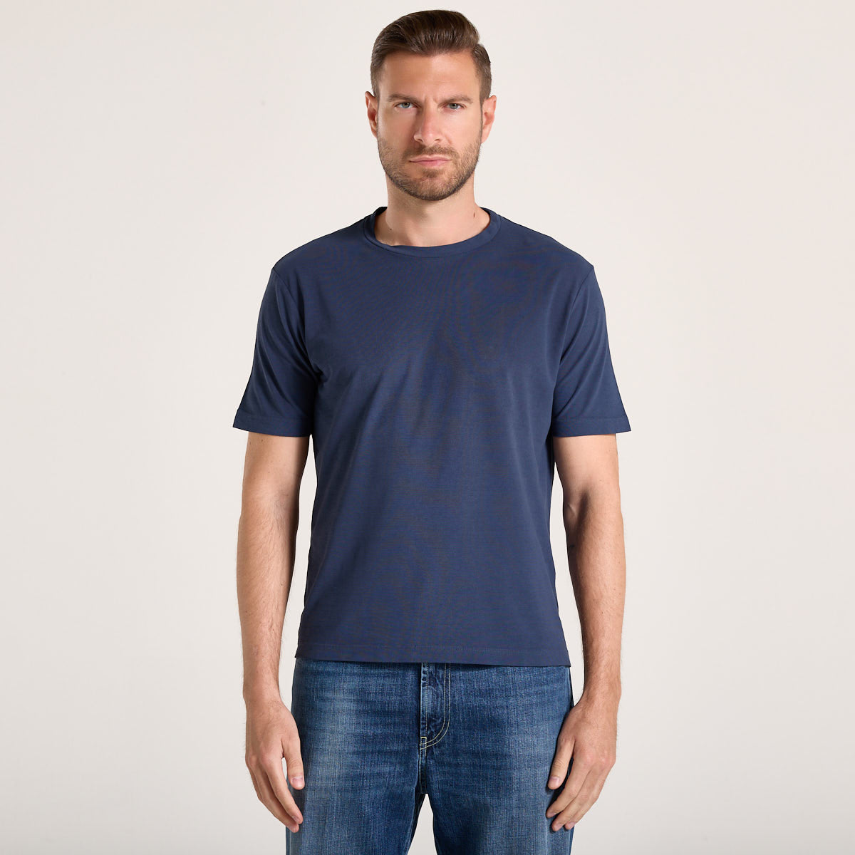 Wool & Co t-shirt girocollo in tessuto blu