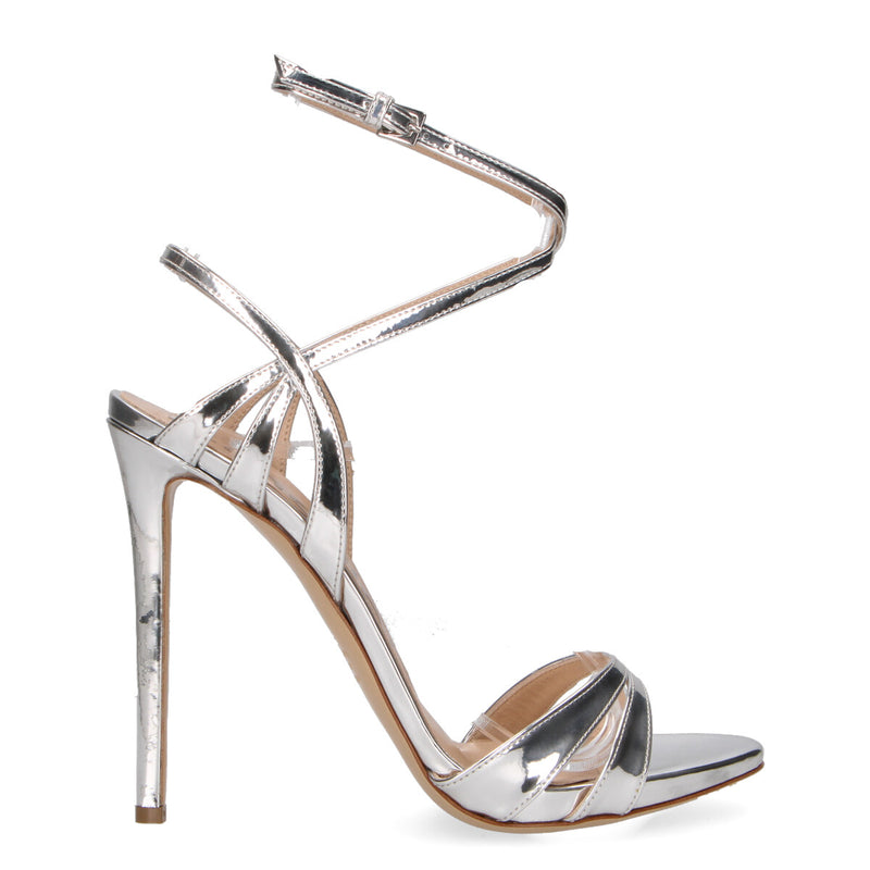 Ninalilou sandalo Micol pelle verniciata argento