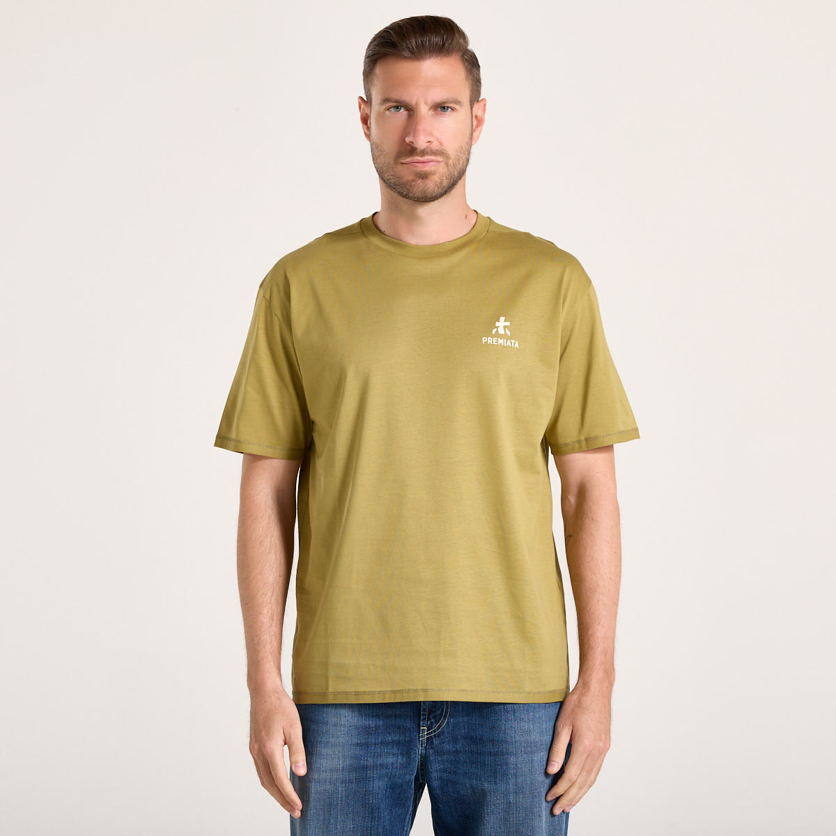 Premiata t-shirt girocollo in tessuto kaki
