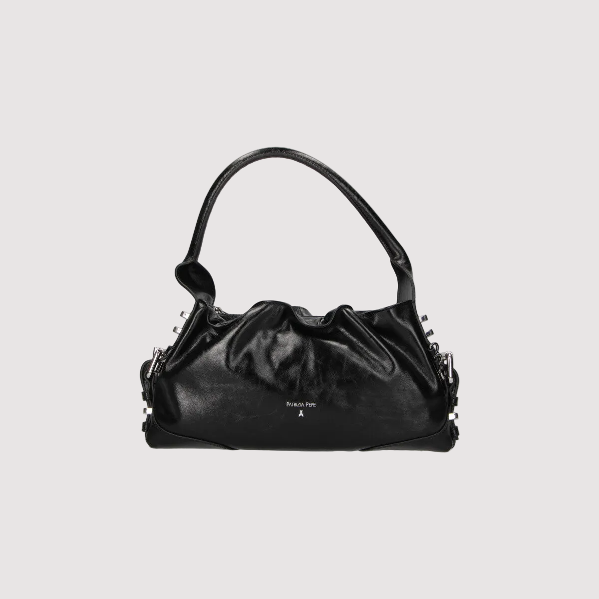 Patrizia Pepe borsa a spalla con fibbie in pelle nera