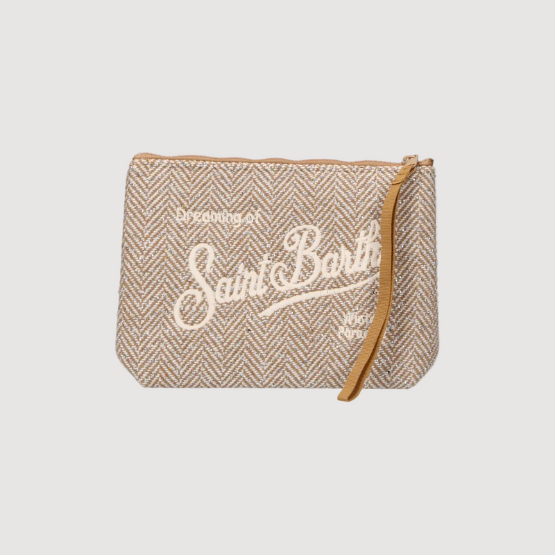 Mc2 Saint Barth pochette Aline Wool strass beige