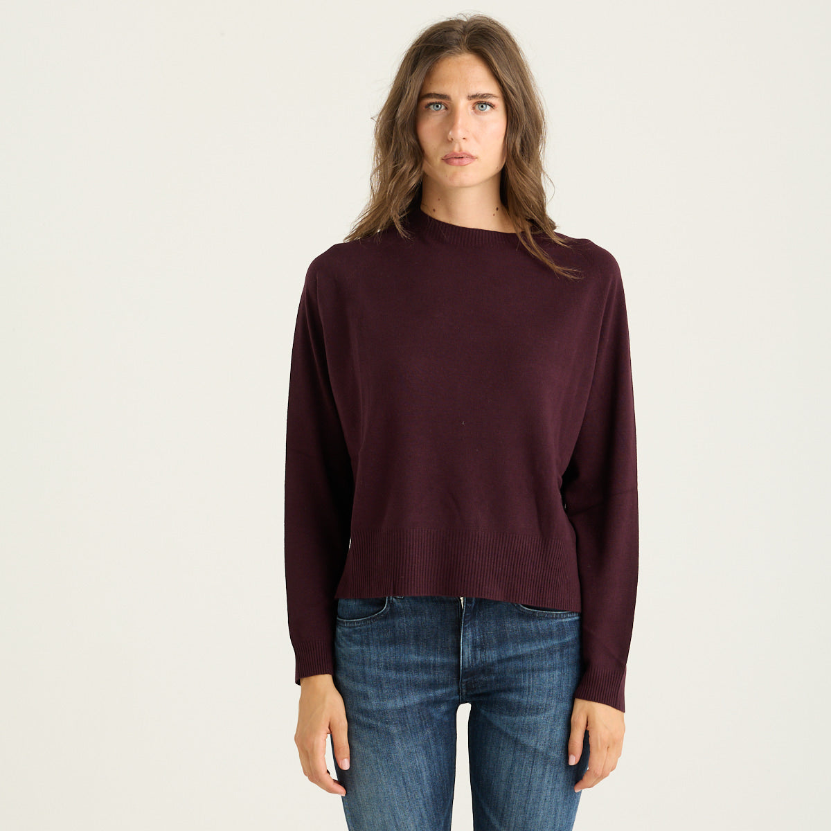Solotre maglione girocollo in tessuto bordeaux