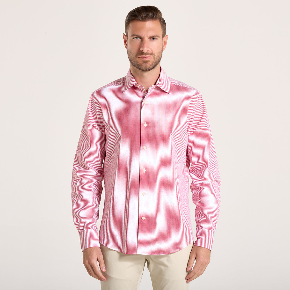 Mc2 Saint Barth camicia pamplona in seersucker stripes red