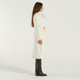 MaxMara cappotto in lana con bottoni bianco