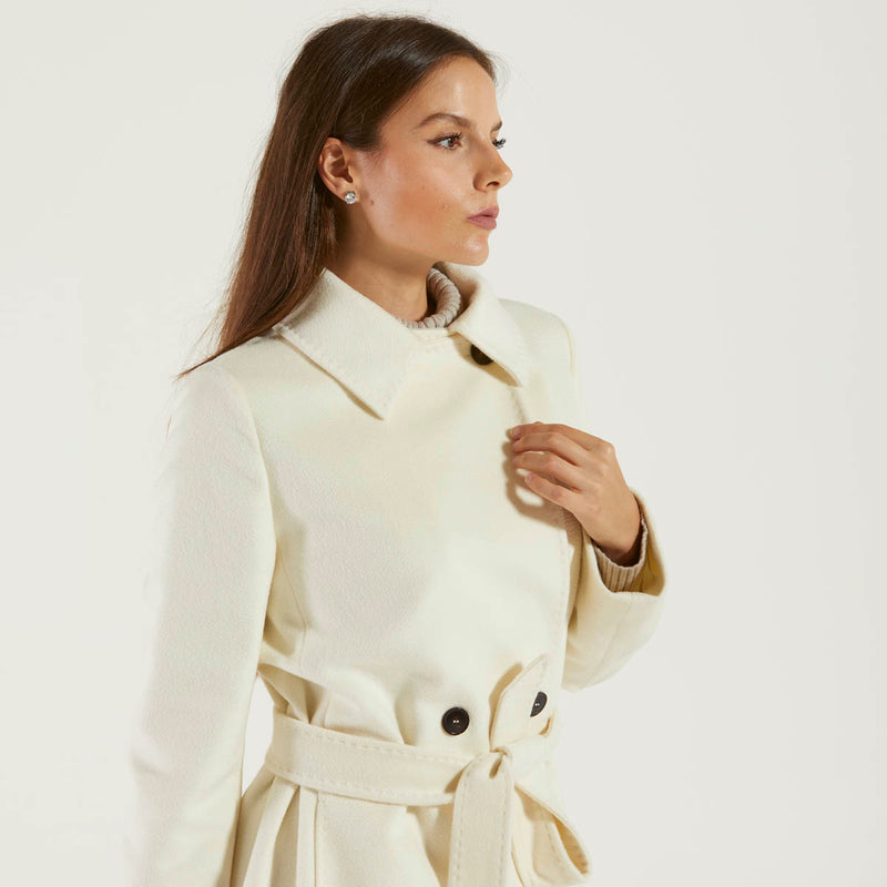 MaxMara cappotto in lana con bottoni bianco