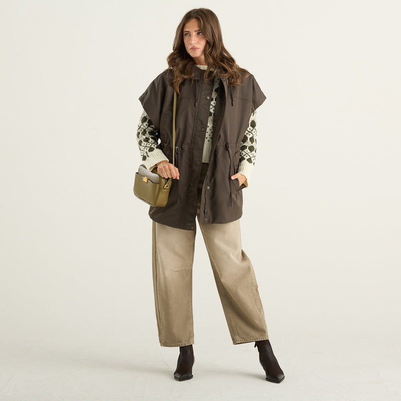 Weekend Max Mara gilet donna Origano con cappuccio marrone fango