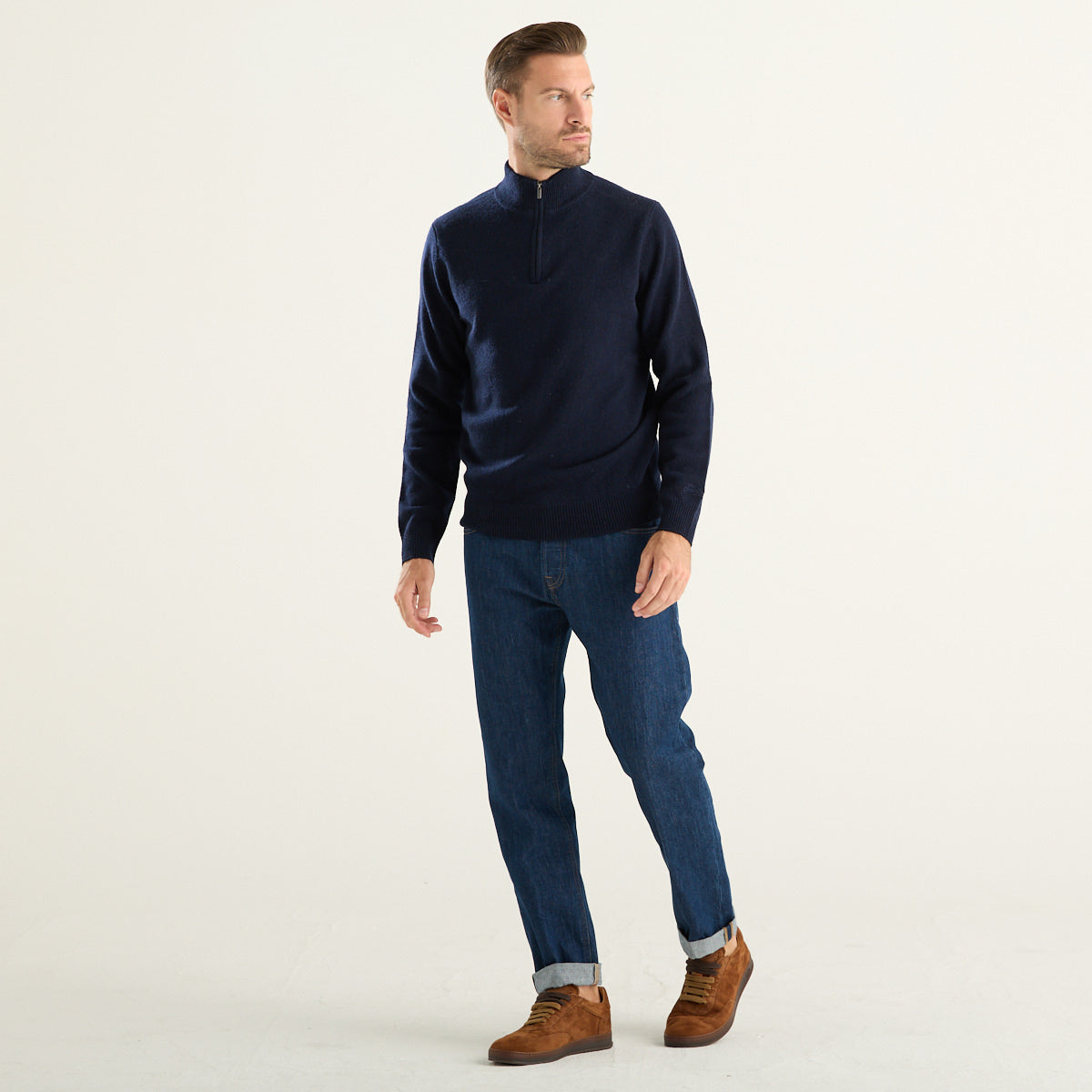 MC2 Saint Barth maglione uomo blu notte in lambswool Jermyn
