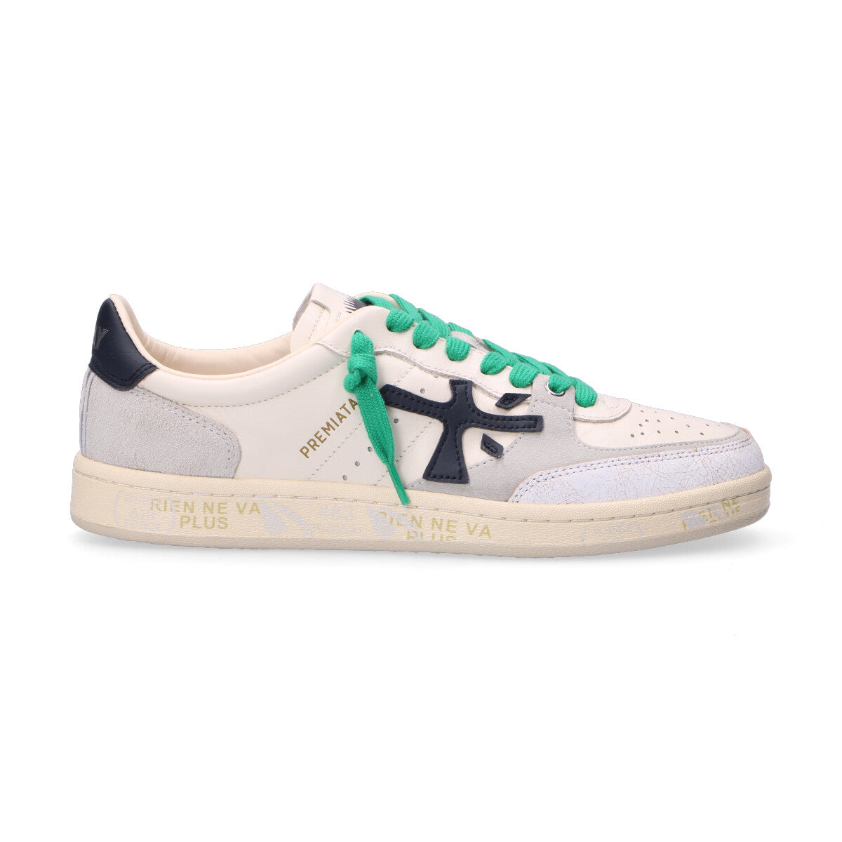 Premiata sneakers bsktclay in pelle e camoscio panna