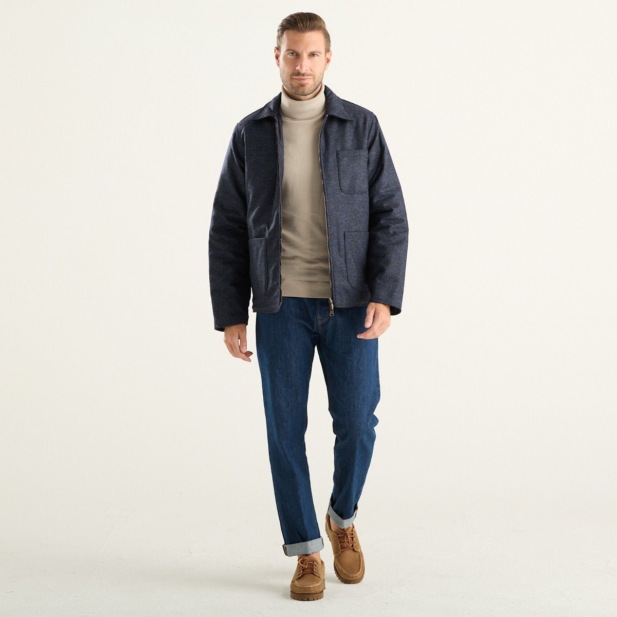 Bl’ker Vintage giacca uomo Elk reversibile trapuntata blu navy