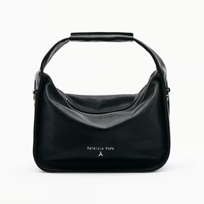 Patrizia Pepe borsa Contemporary Hobo piccola in pelle nera