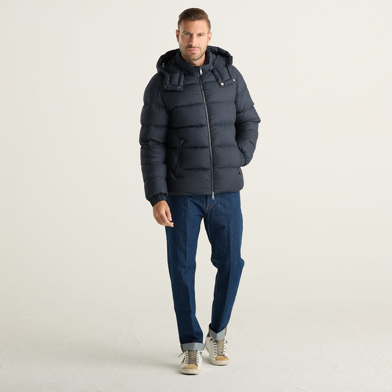 ADD Piumino Uomo Blu Navy con Cappuccio e Tasche con Zip