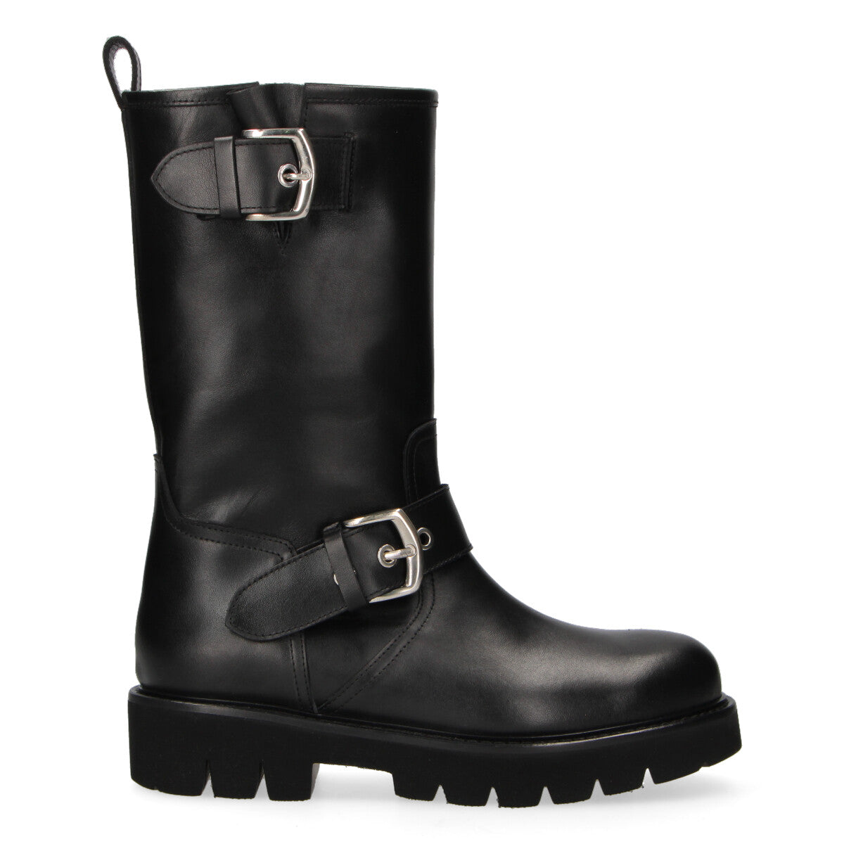 Anna F. boots biker in pelle nera