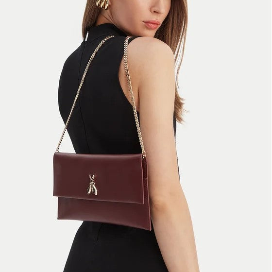 Patrizia Pepe pochette Fly in pelle bordeaux