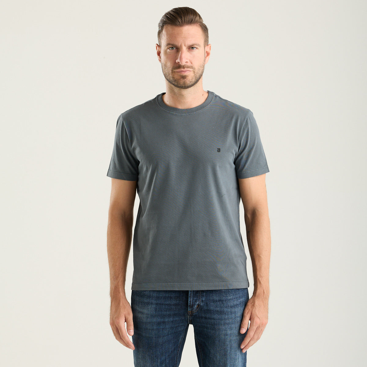 Dondup t-shirt girocollo in tessuto grigio
