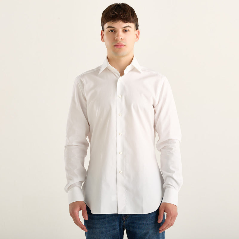 Xacus camicia travel in cotone bianca