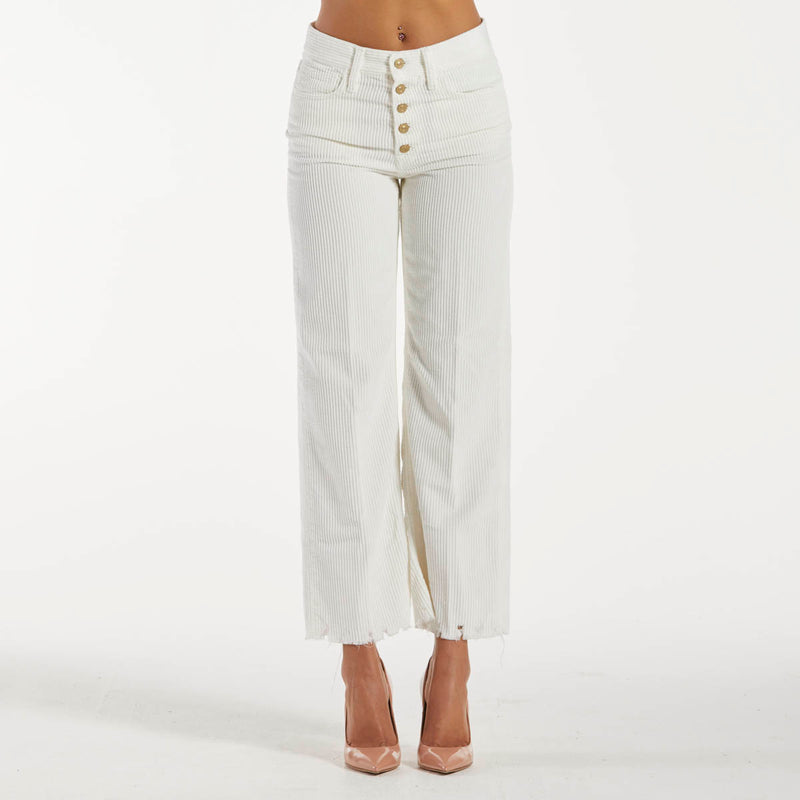 Cycle pantalone right velluto a coste bianco